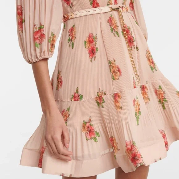 Zimmerman Pleated Mini Dress in Blush Floral - Picture 7 of 8